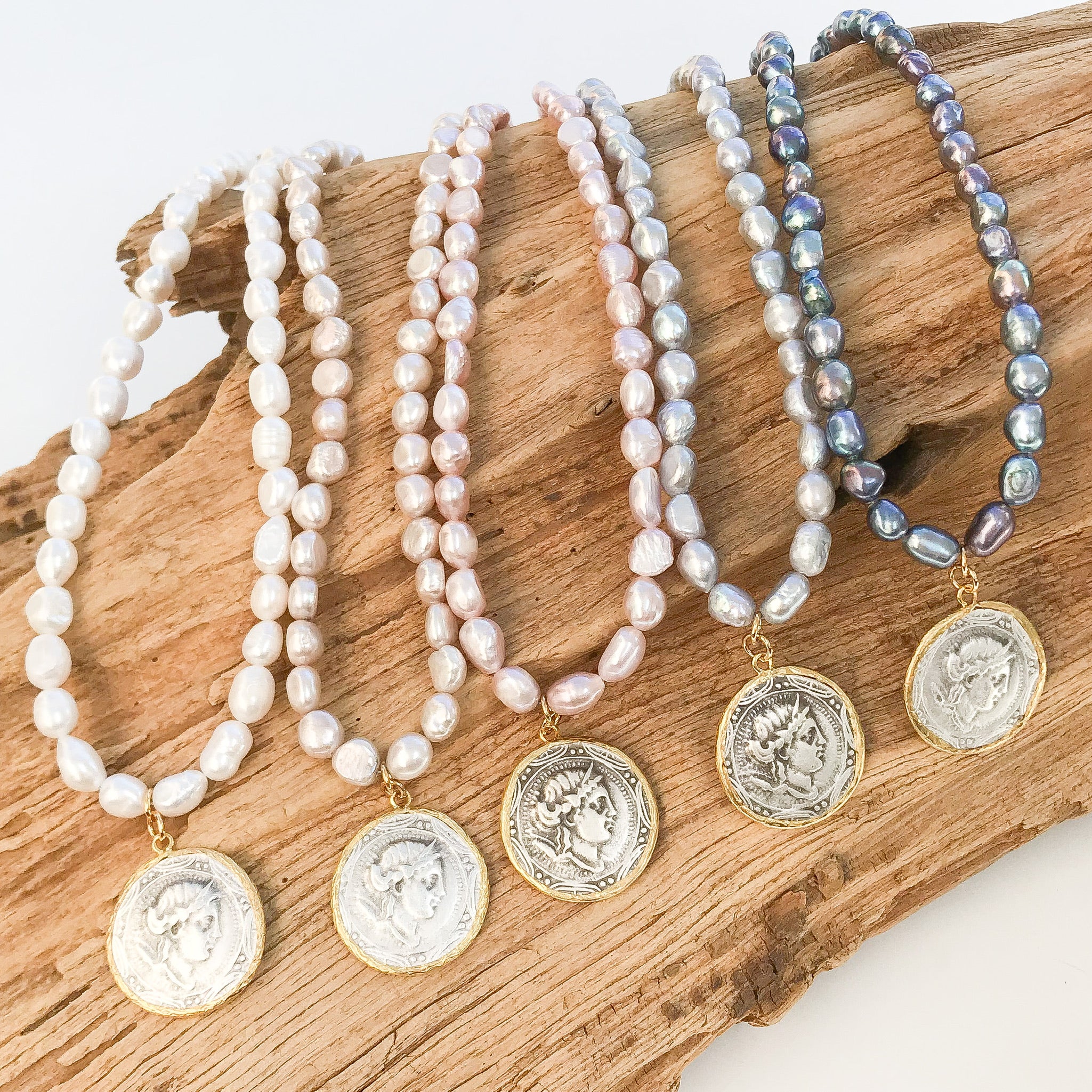 Vintage Coin on Freshwater Pearl Necklace