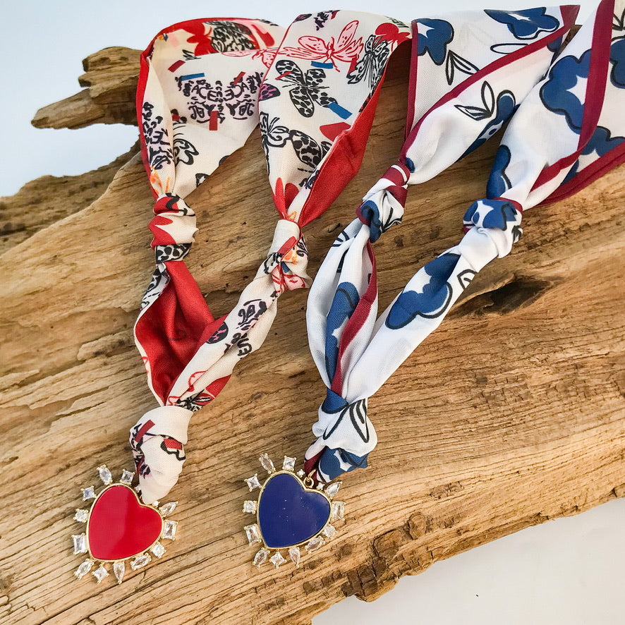 Abstract CZ Heart on Scarf Necklace