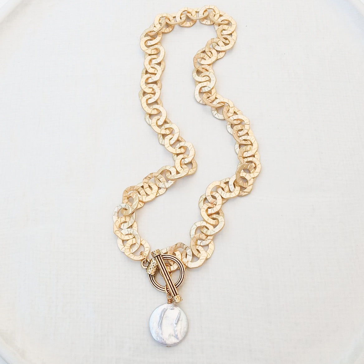 Coin Pearl Washer Necklace