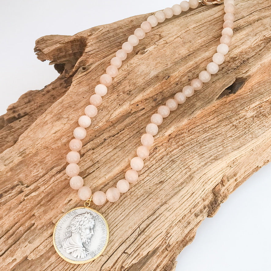 Vintage Coin on 10mm Gemstone
