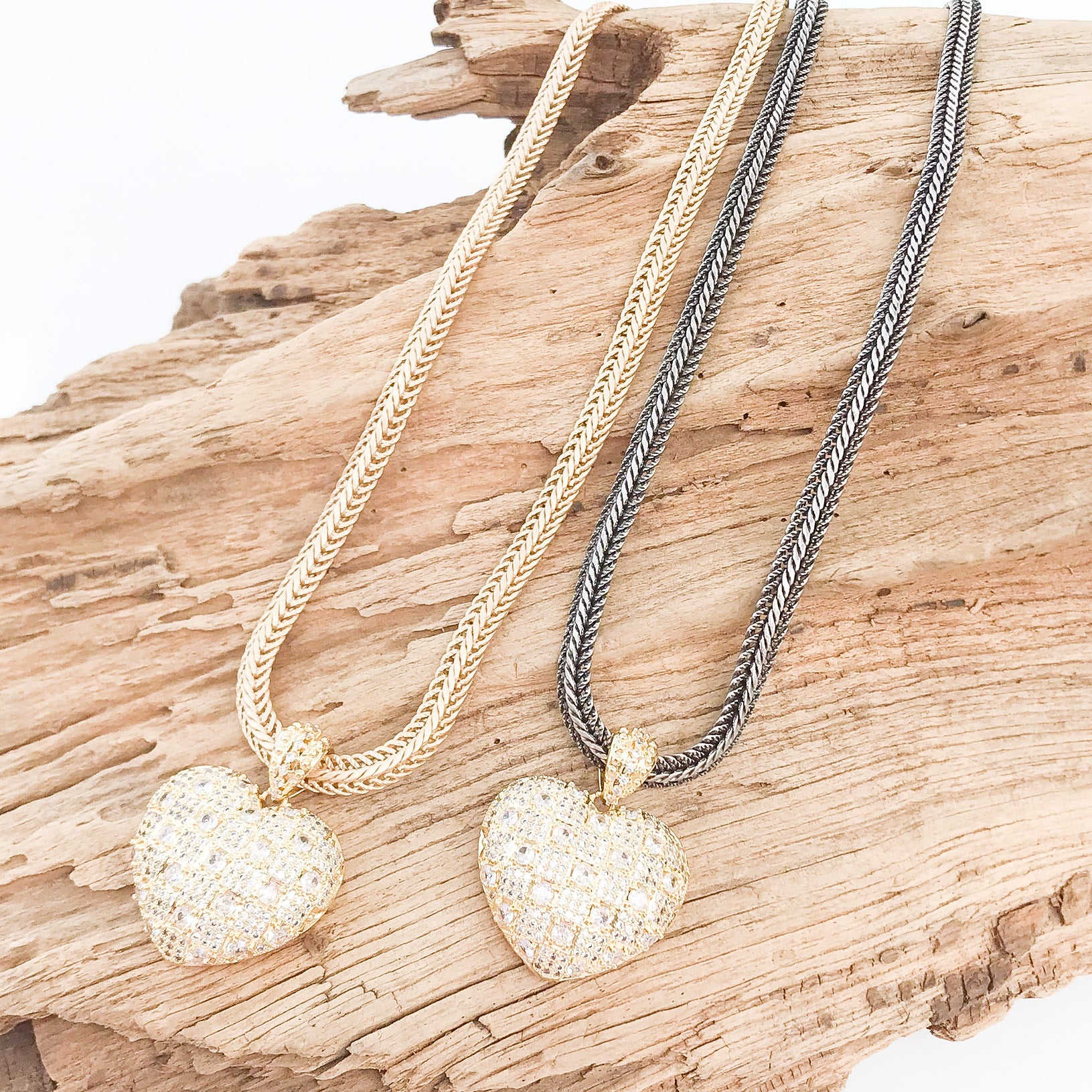 Rhinestone Encrusted Puff Heart on Double Weave