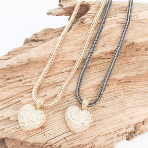 Rhinestone Encrusted Puff Heart on Double Weave