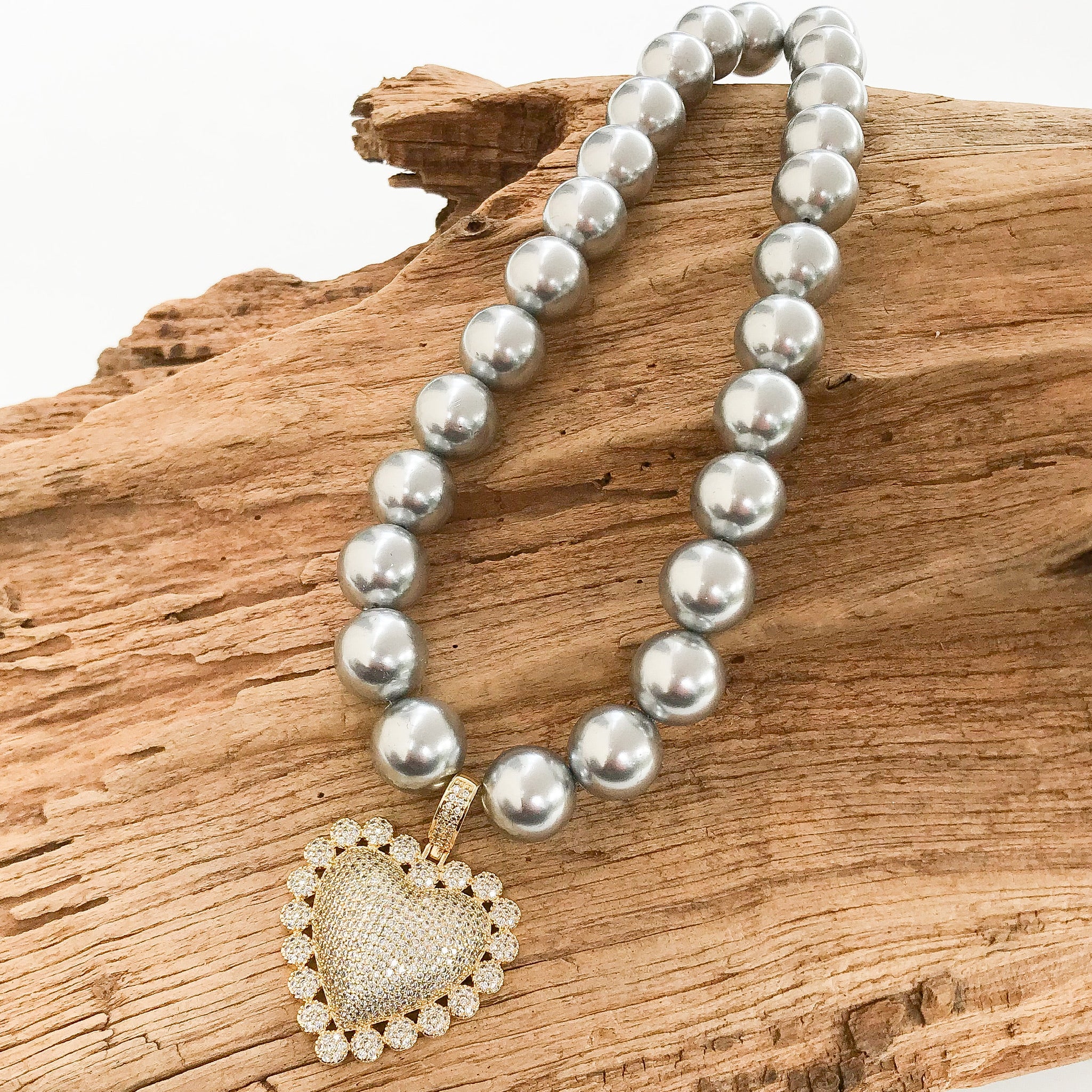 Heart on Jumbo Pearl Necklace