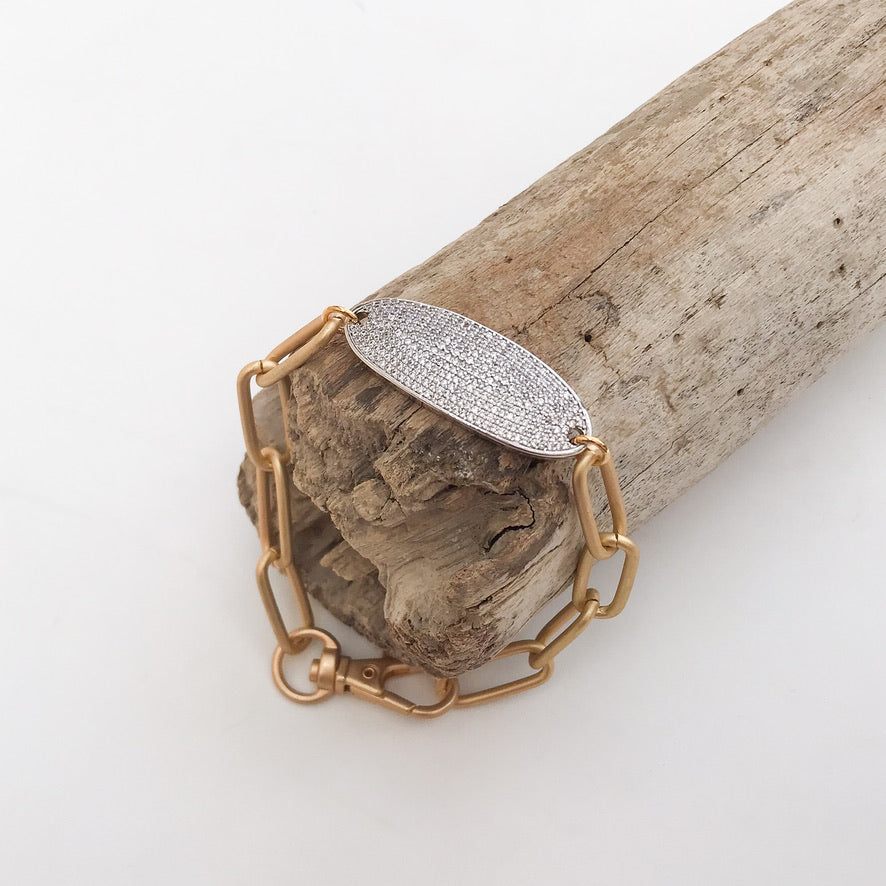 Oval Pave Tag on XL Paperclip
