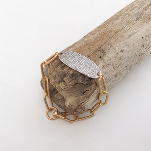 Oval Pave Tag on XL Paperclip