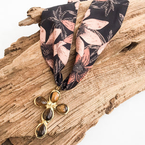 Esther Pearl Cross on Scarf Necklace