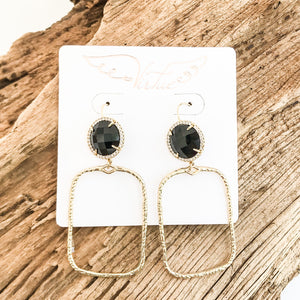 Gemstone Earrings w/ Branch Rectangle