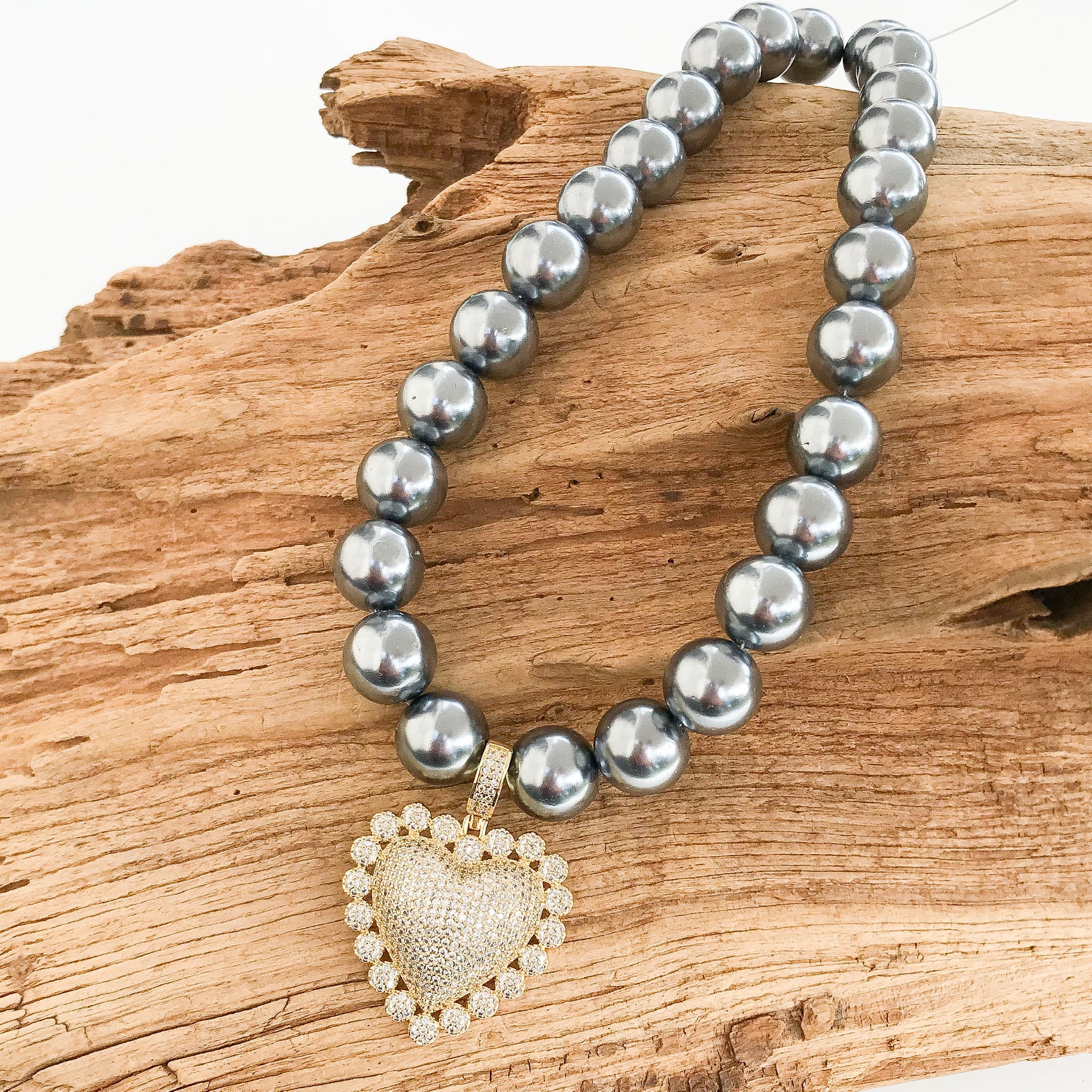 Heart on Jumbo Pearl Necklace