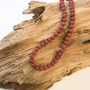Gemstone Hammered Cross Necklace