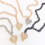 Ribbon Heart on Cable Chain Necklace