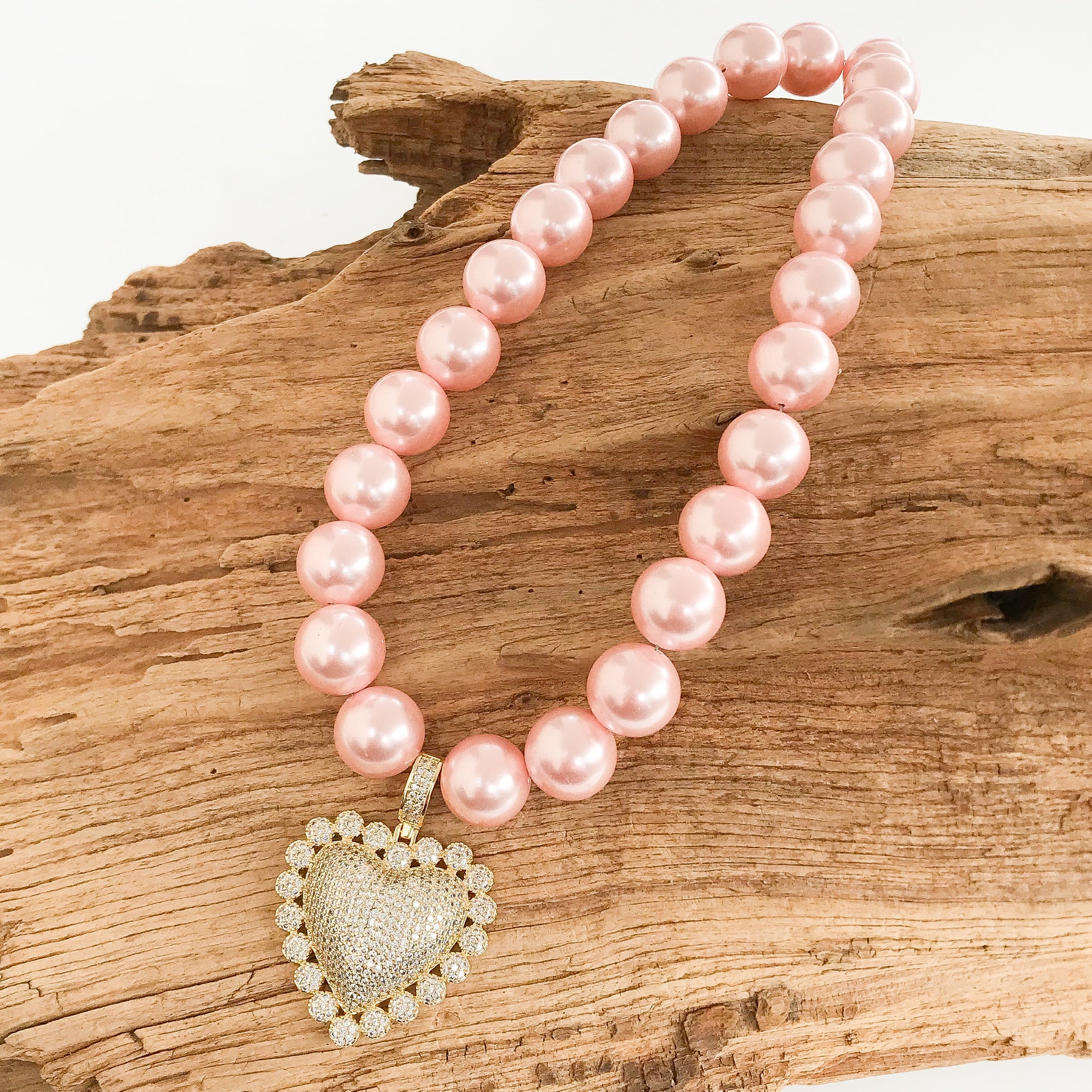 Heart on Jumbo Pearl Necklace