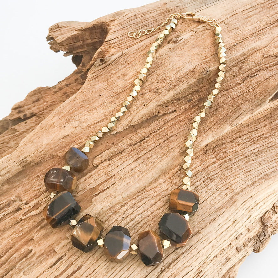 Chunk Statement Brass Necklace
