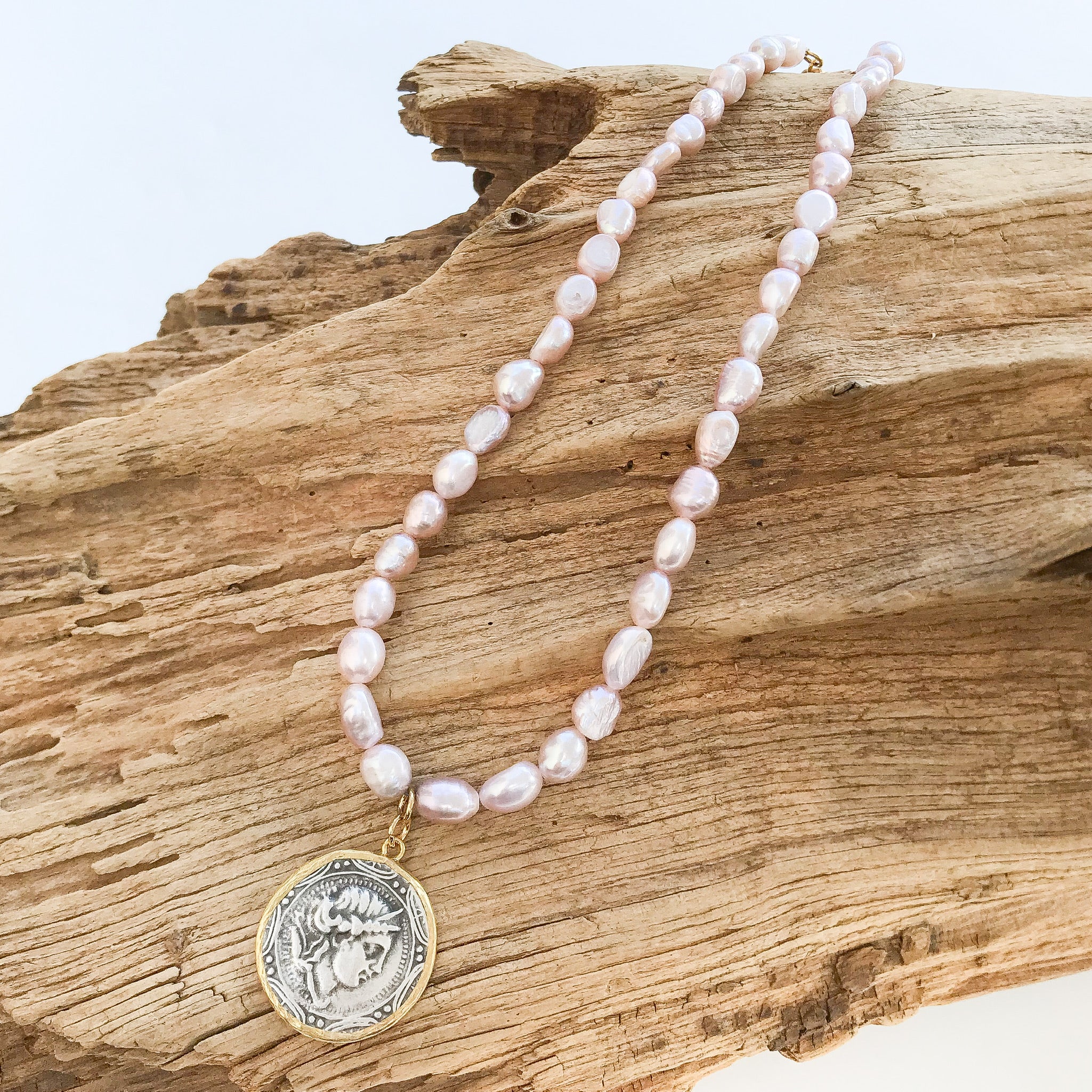 Vintage Coin on Freshwater Pearl Necklace