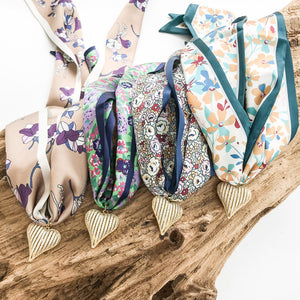 Ribbon CZ Heart On Scarf Necklace