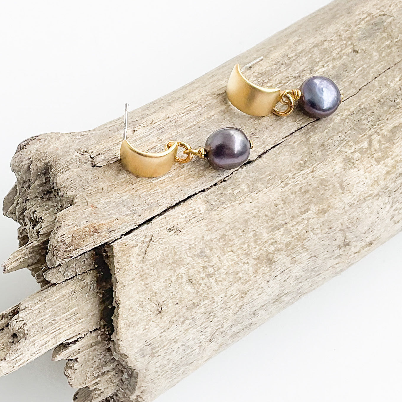 Pearl Semi Hoop Earrings