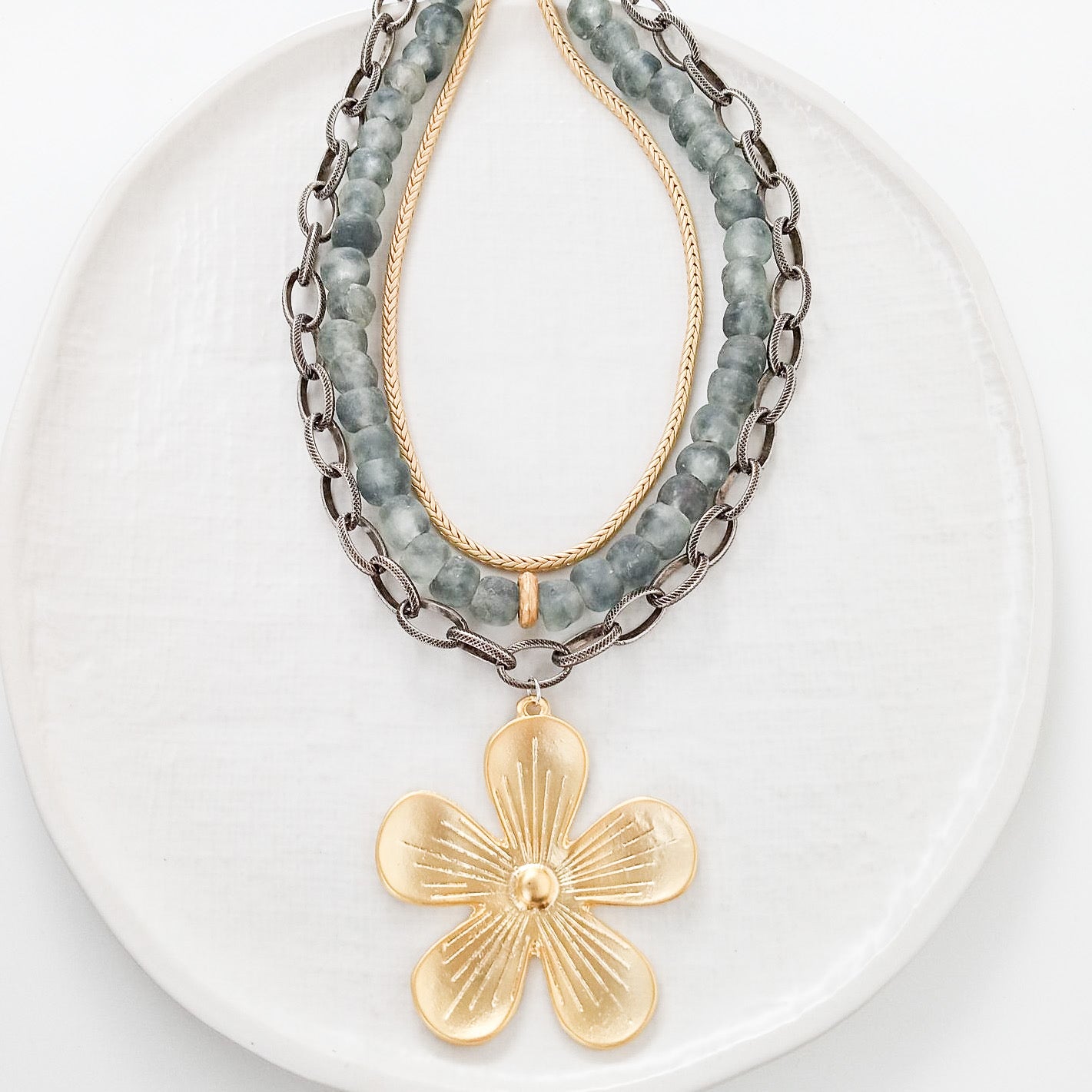 Glass Washer Necklace 18”