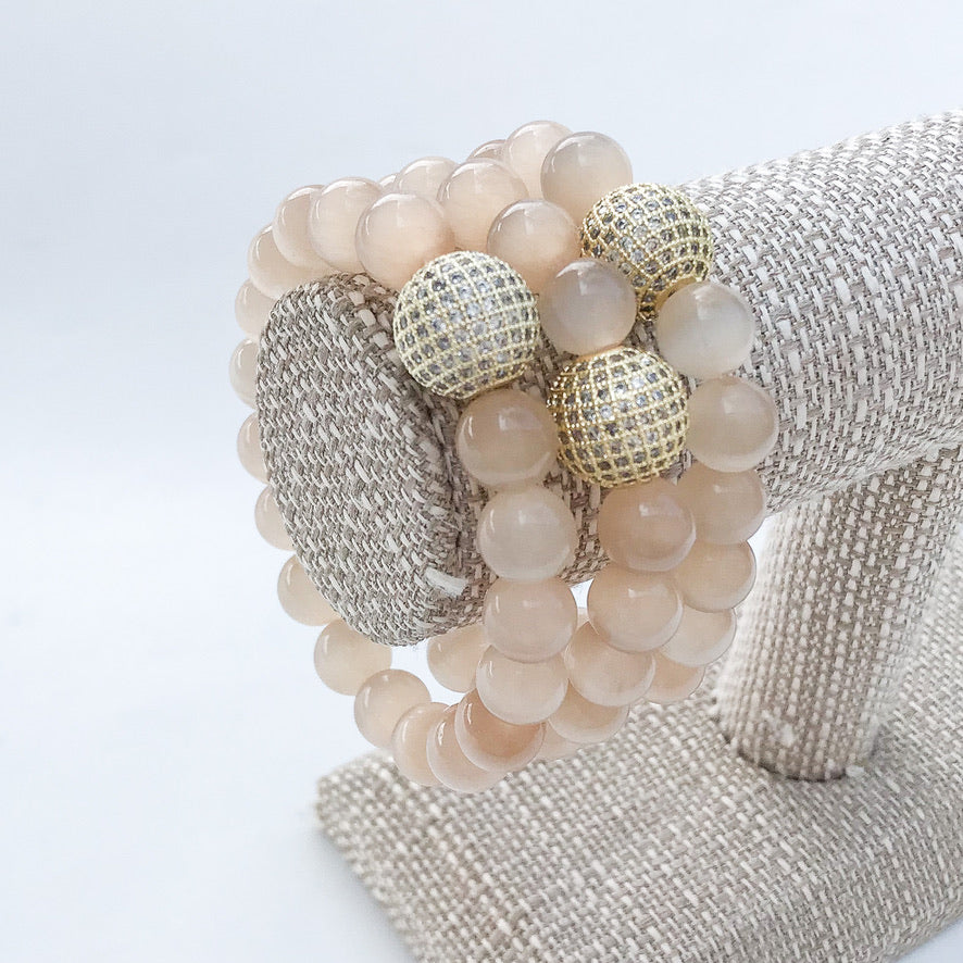 Gemstone Pave Ball Bracelets