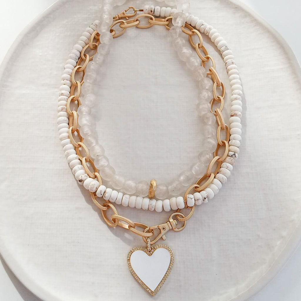 Etched Chain w/ Enamel Heart