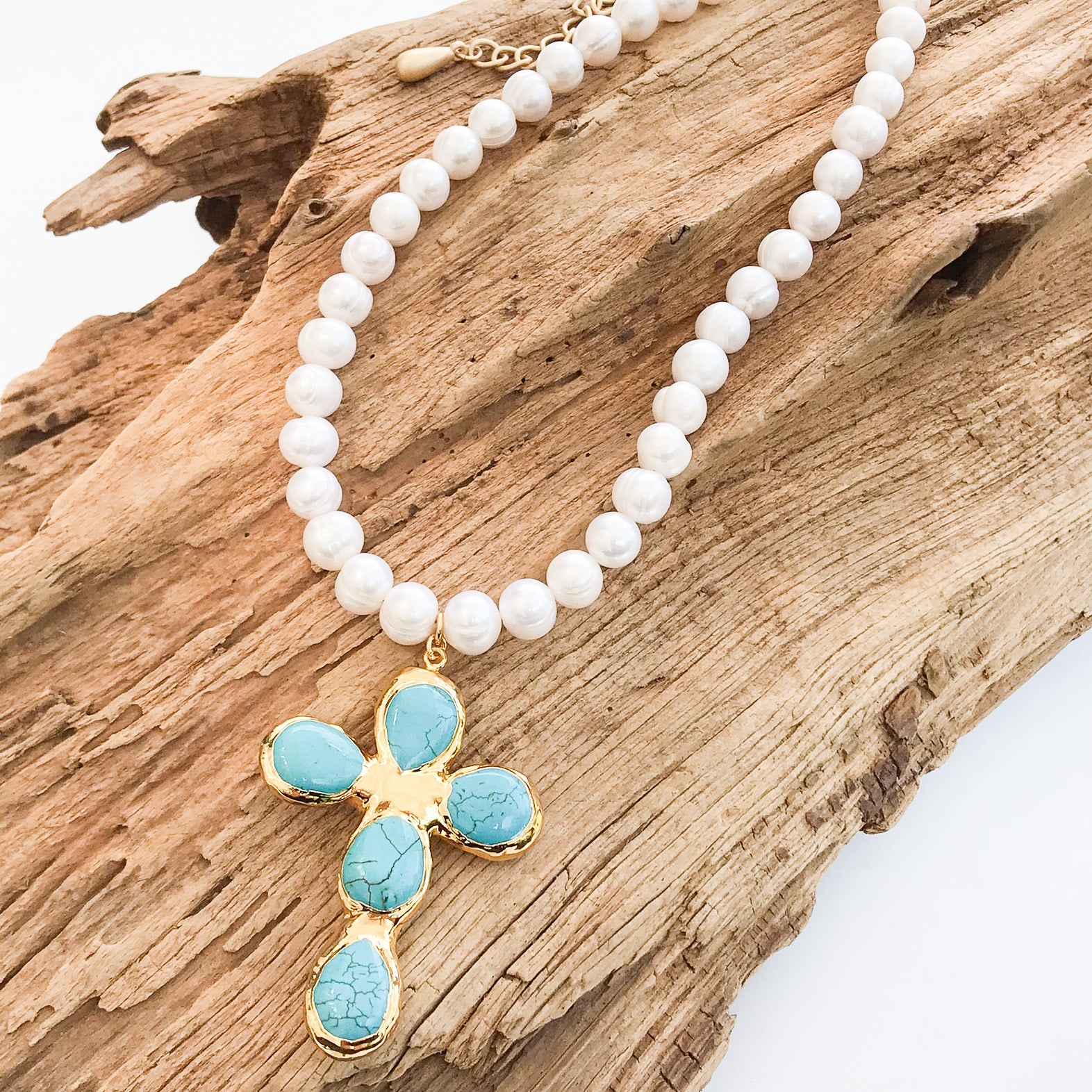 Jumbo Freshwater Pearl Cross on Potato Pearls