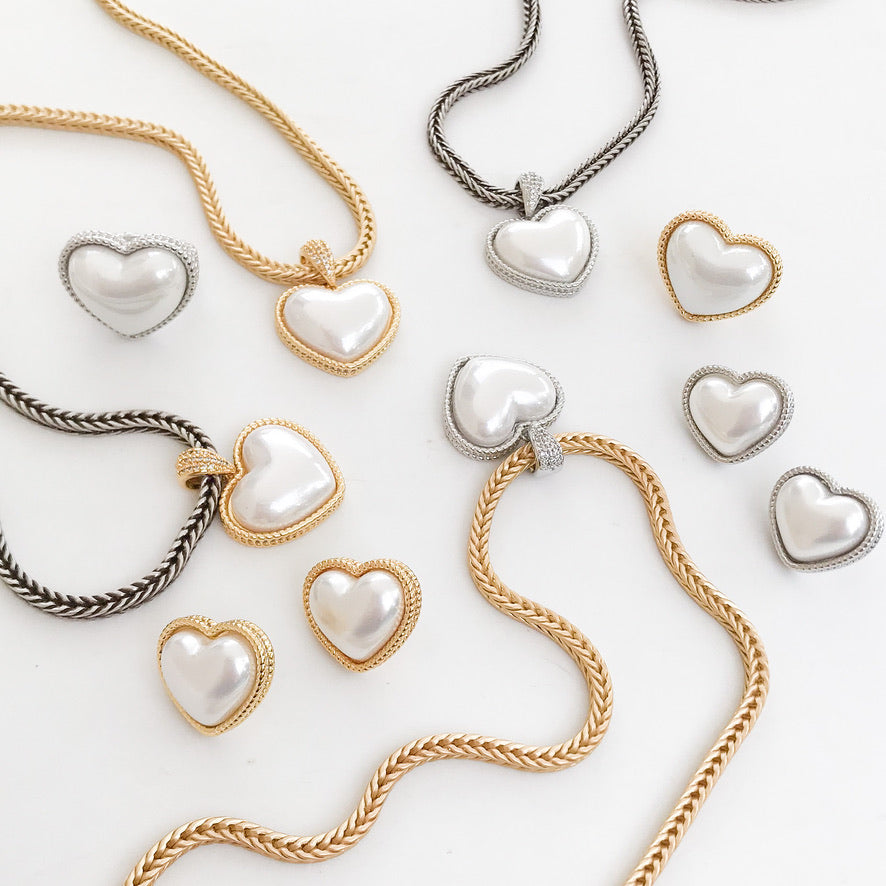 Heart Puff Pearl Earrings