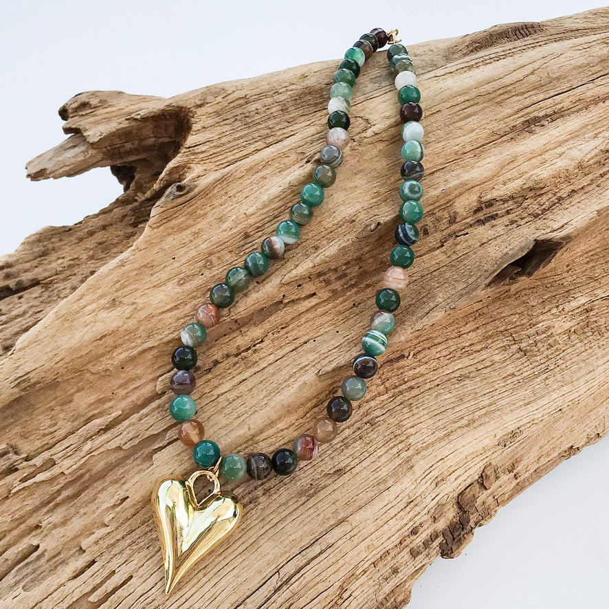 Puffy Heart on 8MM Necklace
