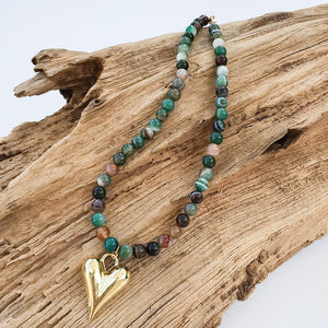 Puffy Heart on 8MM Necklace