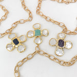Pearl Clover Cross on Etched Chain