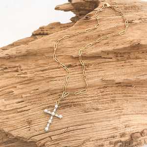 Pearl Accented Cross on Paperclip