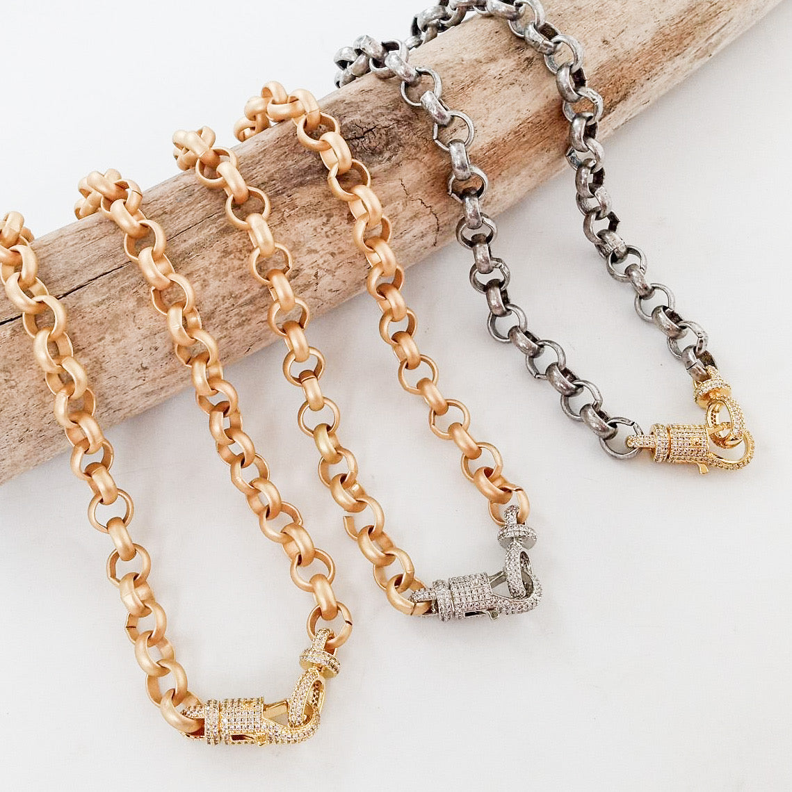 Pave Encrusted Large Rolo Necklace
