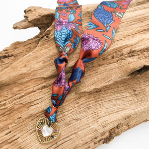 Spokes Heart on Scarf Necklace