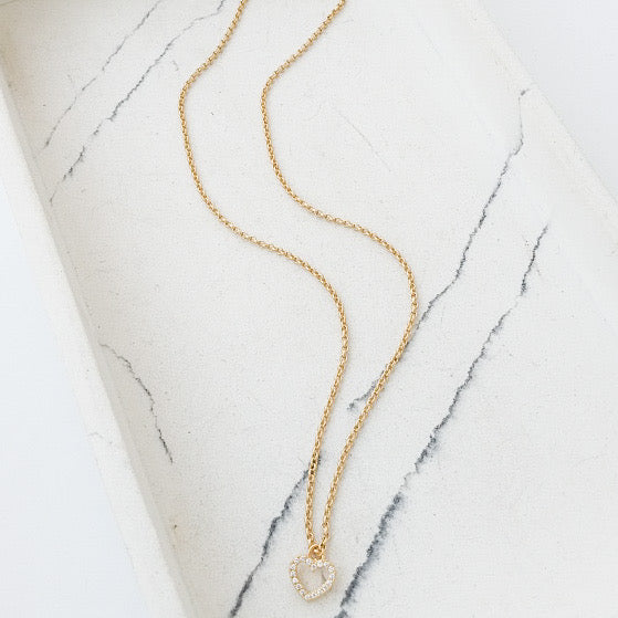 Small Chain w/ Petite CZ Heart 16”