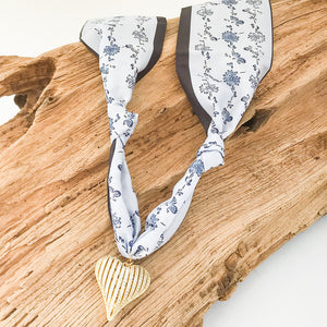 Ribbon CZ Heart On Scarf Necklace