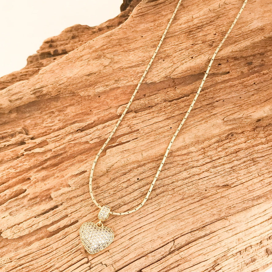 Slide Pave Heart on Petite Interlinking Chain
