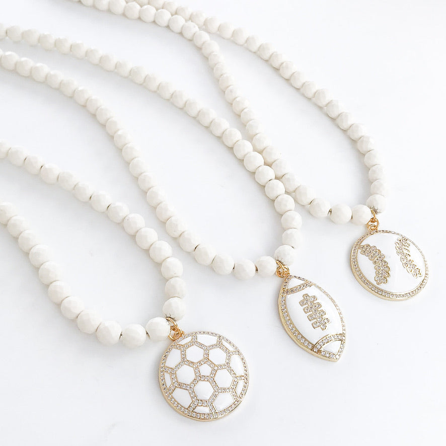 Soccer Ball on Gemstone Necklace