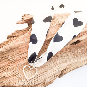 Pearl Open Heart on Scarf Necklace