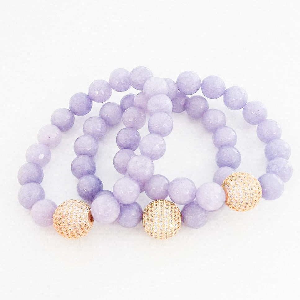 Gemstone Pave Ball Bracelets