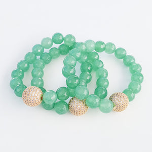 Gemstone Pave Ball Bracelets