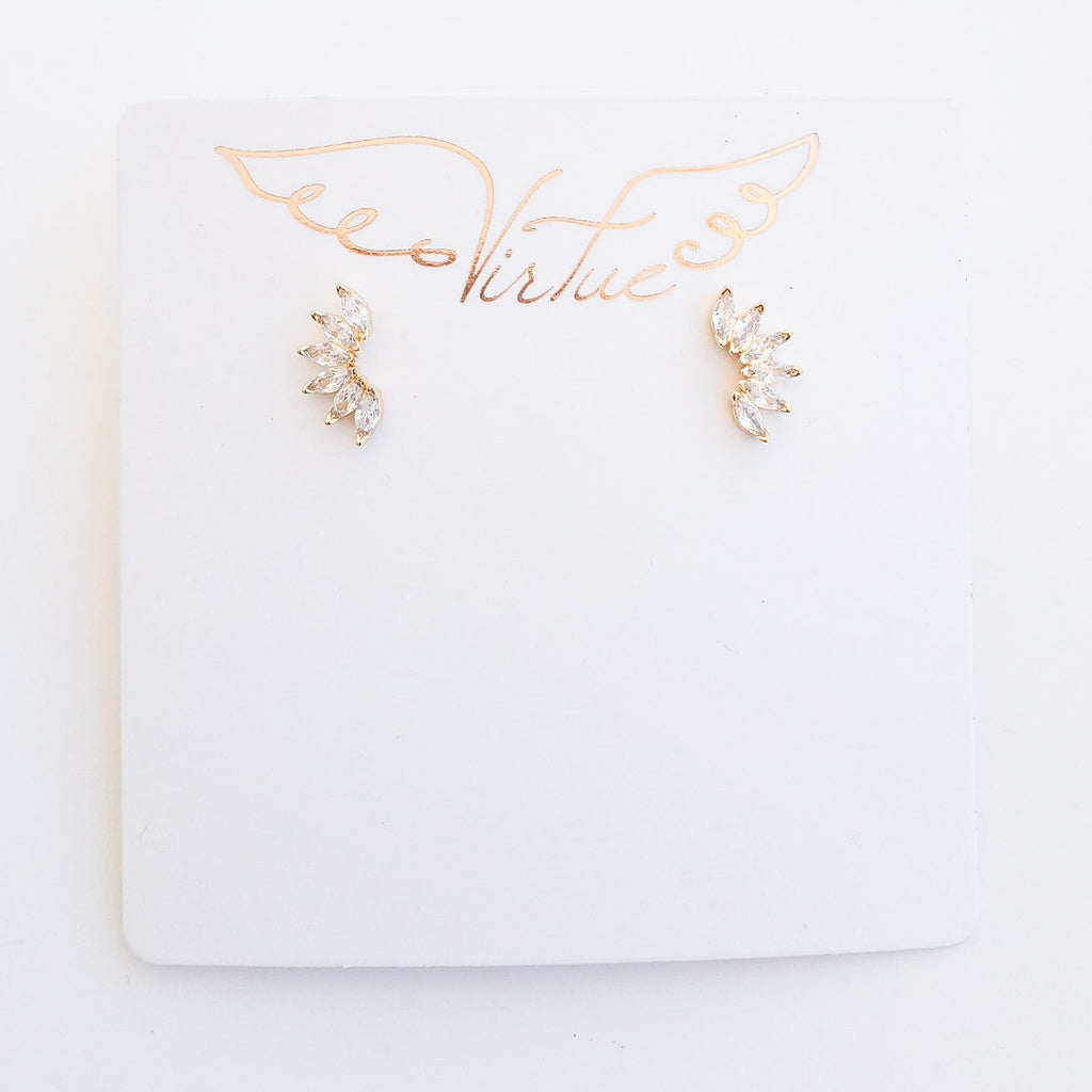 Rhinestone Half Moon Stud