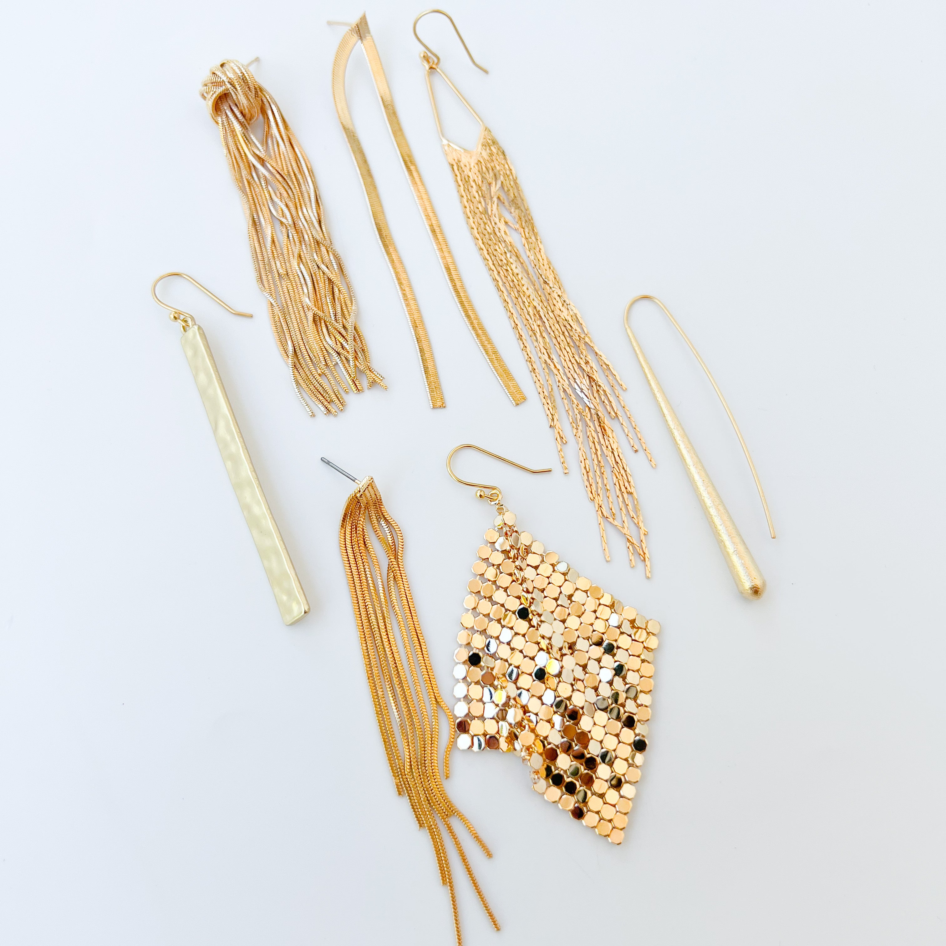 Gold Hammered Bar Earrings