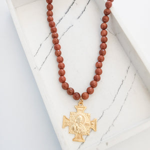 Gemstone Necklace w/ St Ben