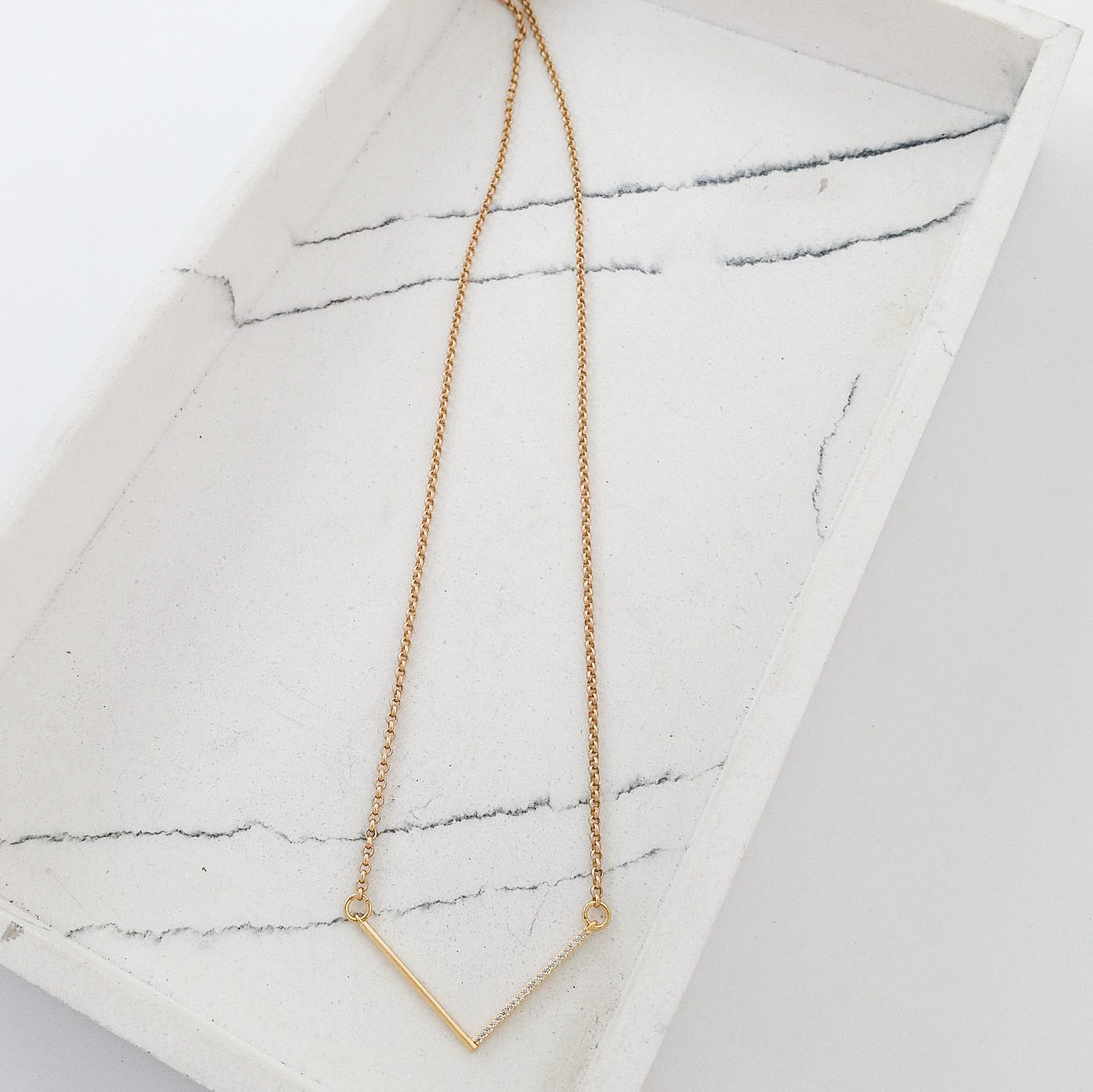 Pave V Connector Necklace