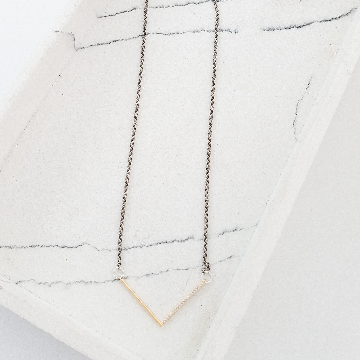 Pave V Connector Necklace