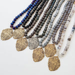 20” Gemstone Necklace w/ Ancient Cross Disc