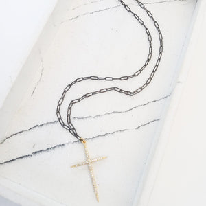 Rhinestone Cross on Paperclip 19”