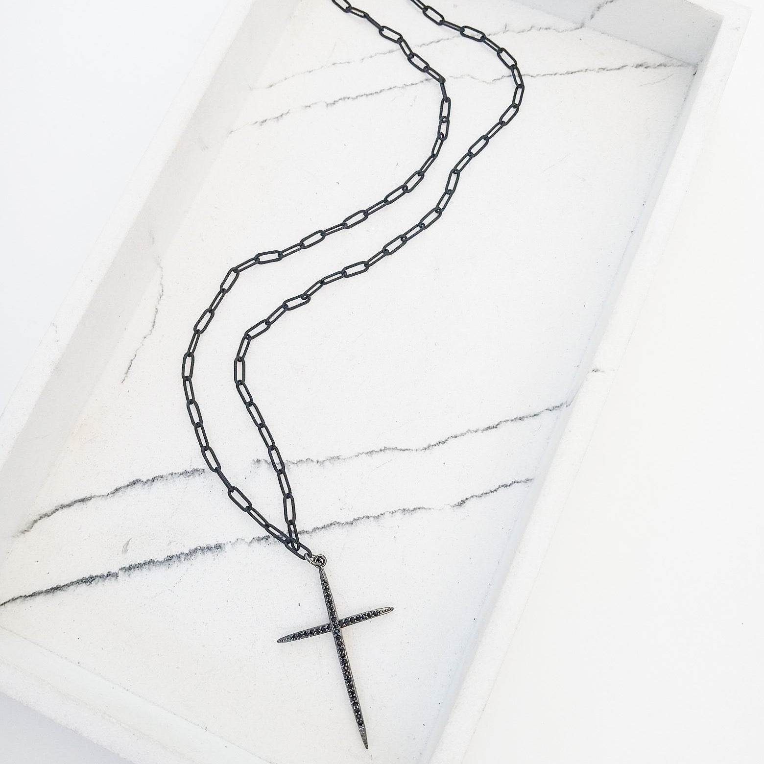 Rhinestone Cross on Paperclip 19”