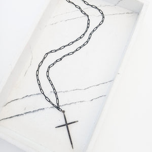 Rhinestone Cross on Paperclip 19”