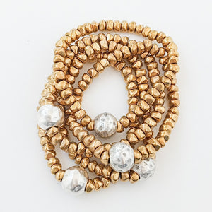 2-Tone Mixed Metal Brass Nugget Bracelet