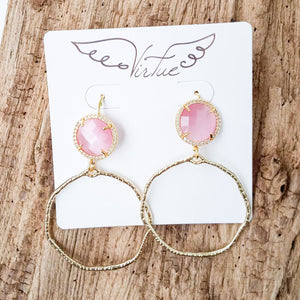 Gemstone Bezel Earrings w/ Branch Hoop