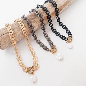 Coin Pearl Washer Necklace