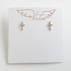 Cz Pave Cross Earring
